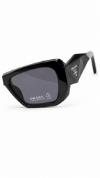 Prada Rectangular Sunglasses – Matte Black Frame with Grey Lenses