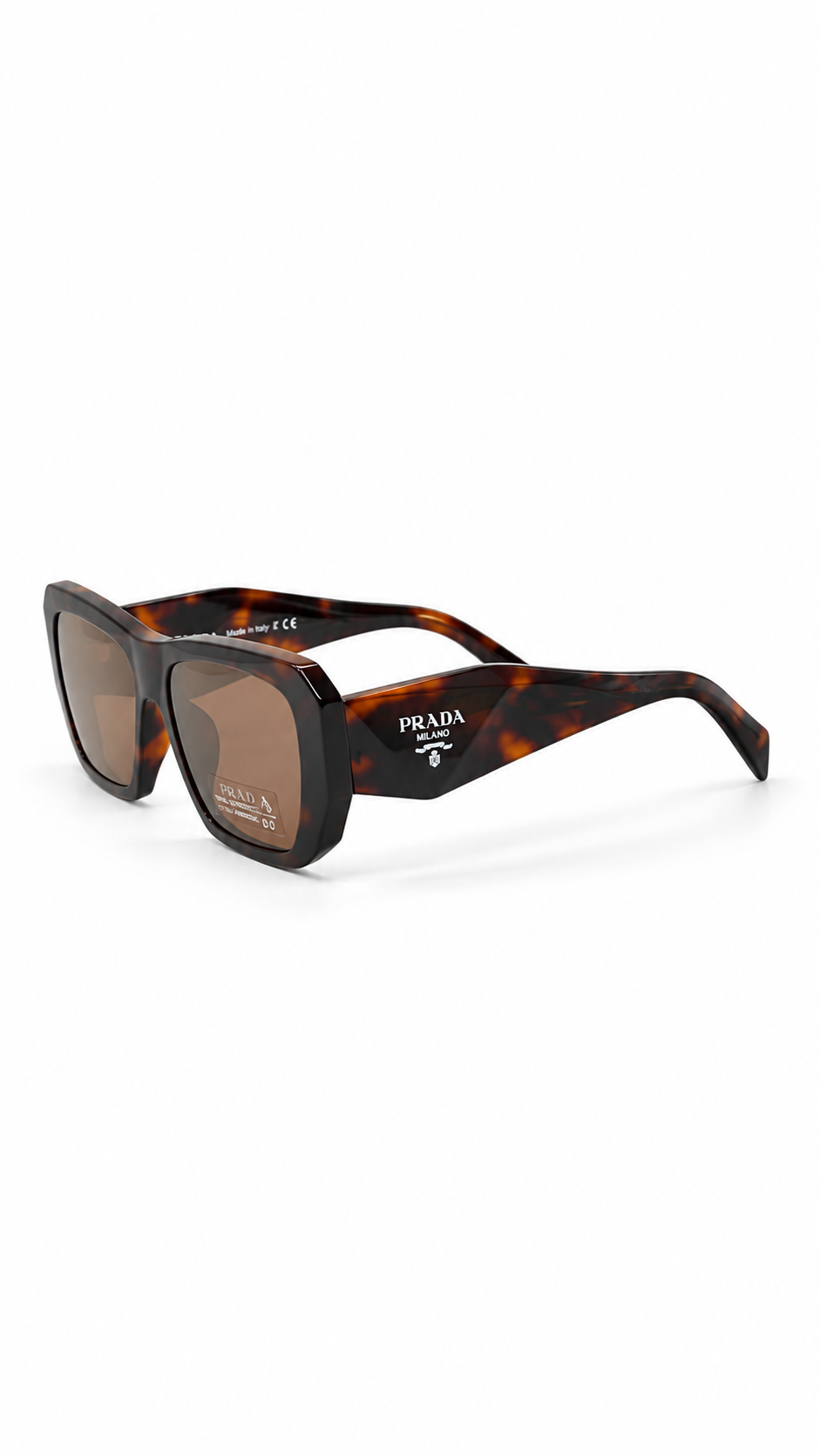 Prada Havana Rectangular Sunglasses – Tortoise Frame with Brown Lenses