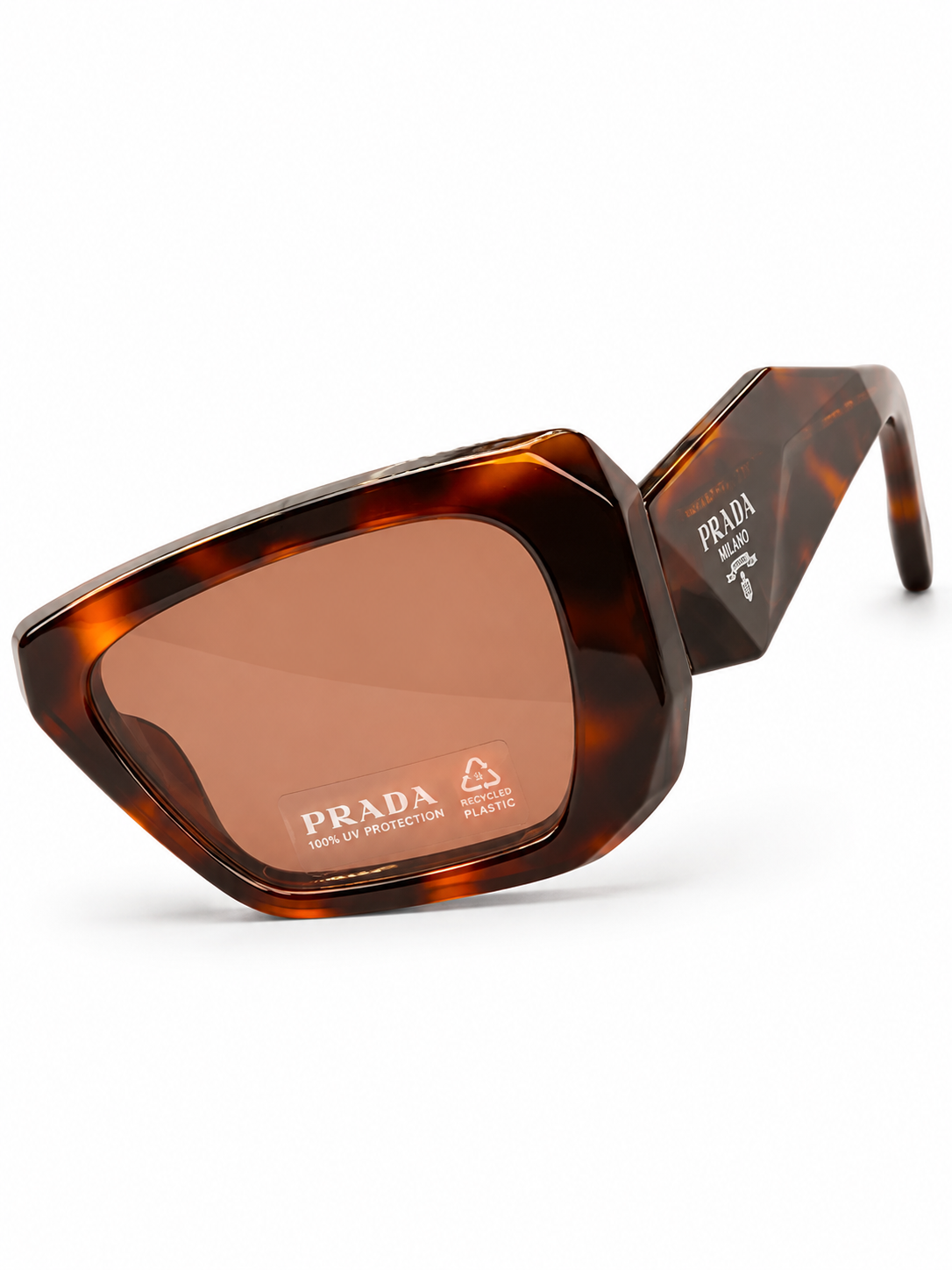 Prada Havana Rectangular Sunglasses – Tortoise Frame with Brown Lenses