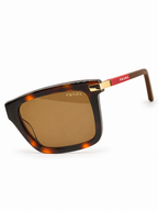 Prada Havana Rectangular Sunglasses – Brown Lenses & Gold Accents