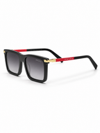 Prada Rectangular Sunglasses – Matte Black Frame with Grey Gradient Lenses