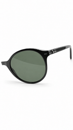 Ray-Ban Round Sunglasses – Matte Black Frame with Green Lenses