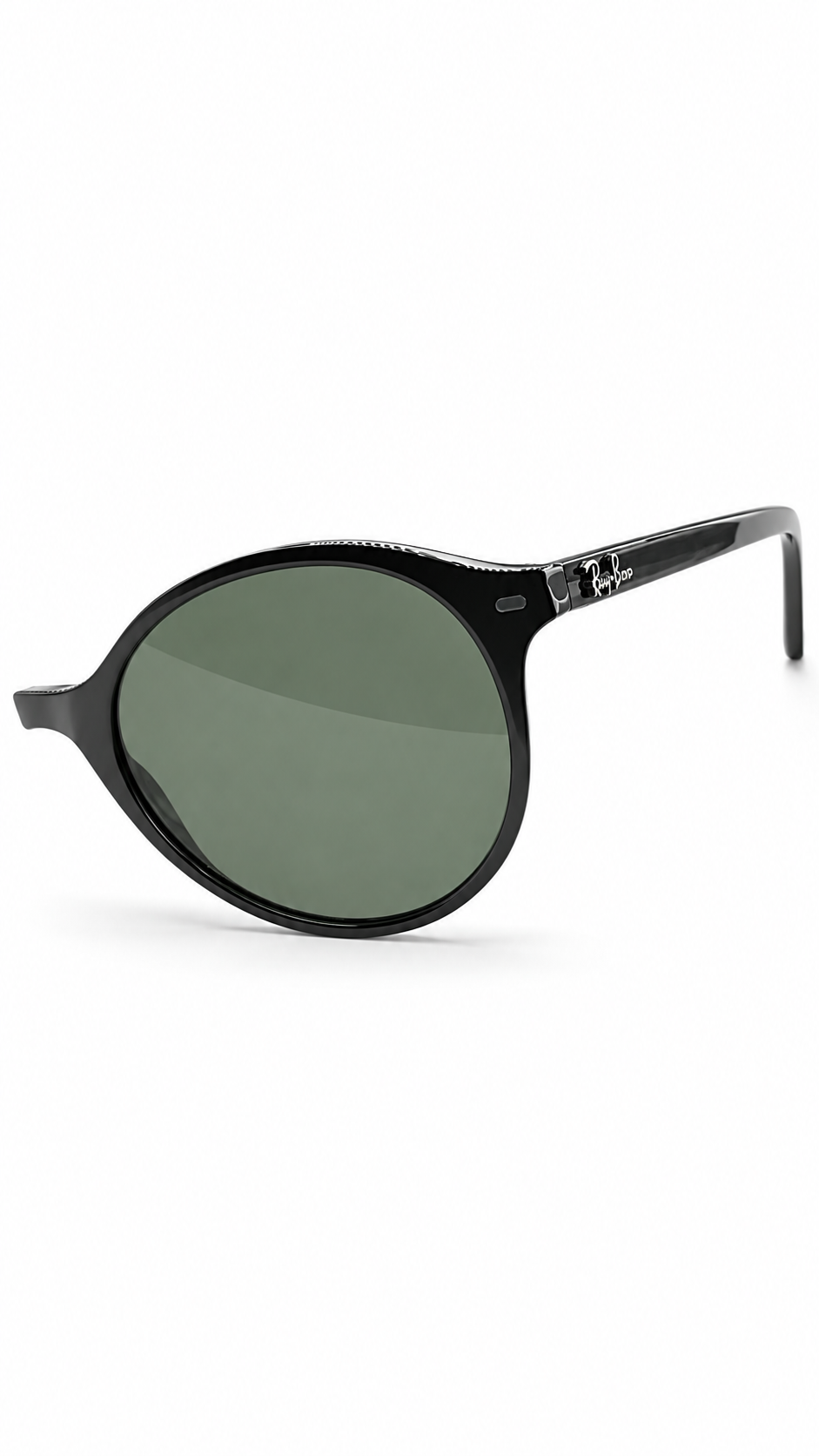 Ray-Ban Round Sunglasses – Matte Black Frame with Green Lenses