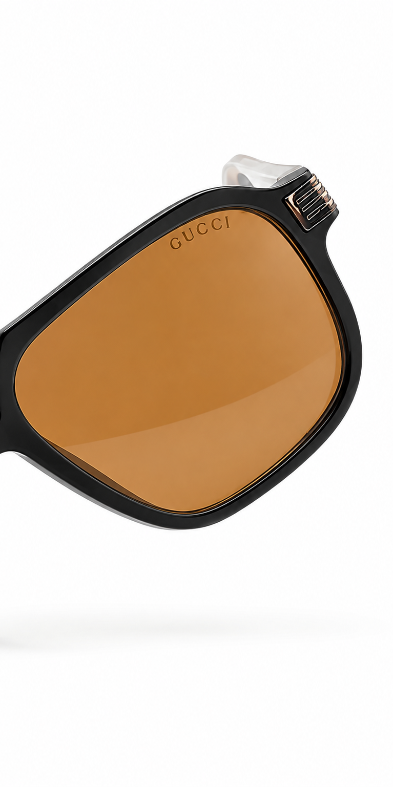 Gucci Vintage Style Square Sunglasses with Amber Tinted Lenses