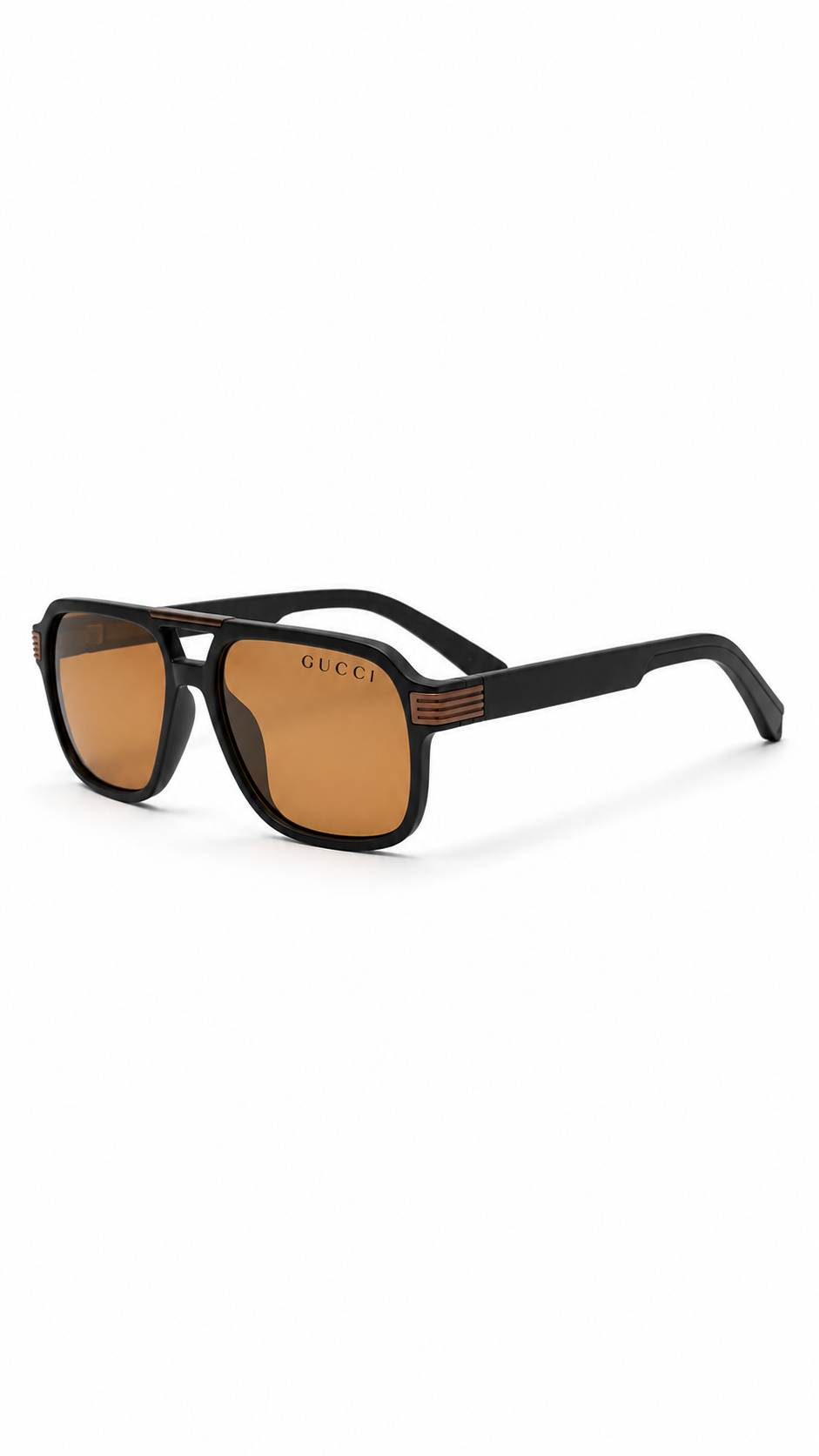 Gucci Vintage Style Square Sunglasses with Amber Tinted Lenses