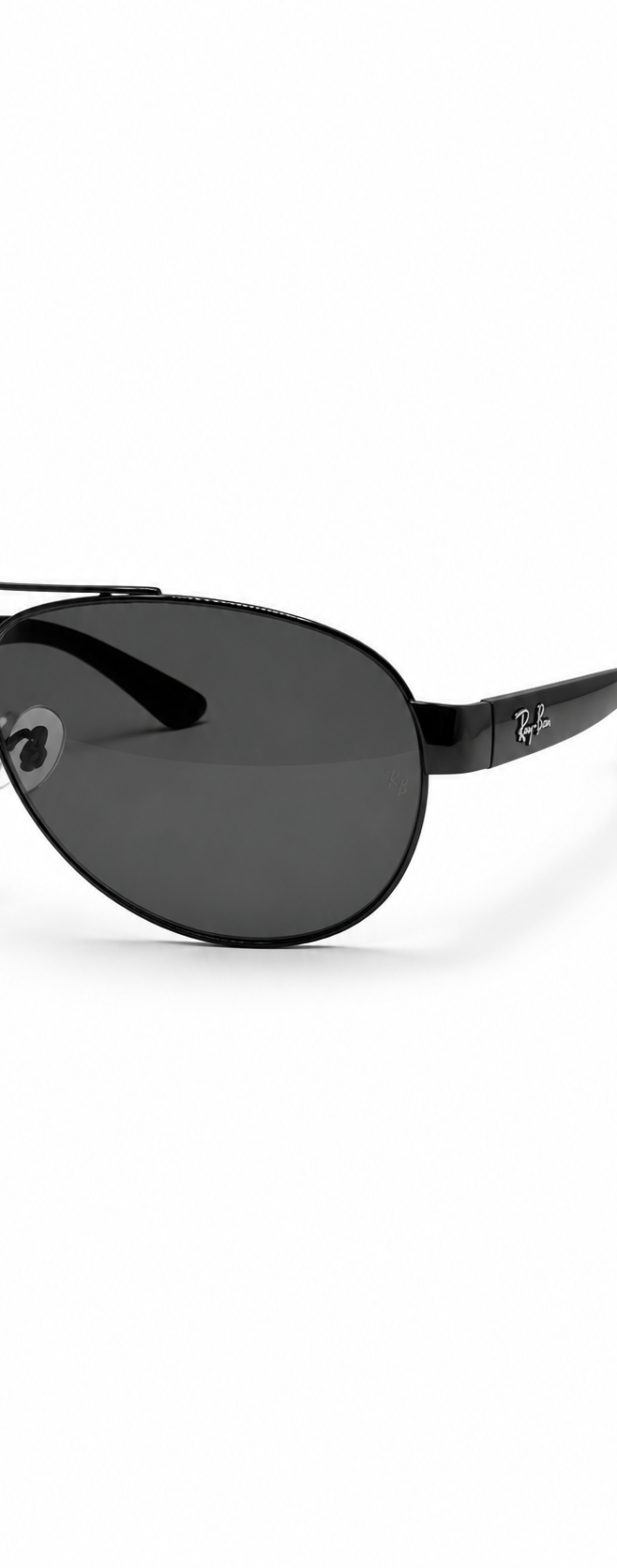 Ray-Ban RB3386 004/71  Black Metal Aviator Sunglasses – Grey Lenses