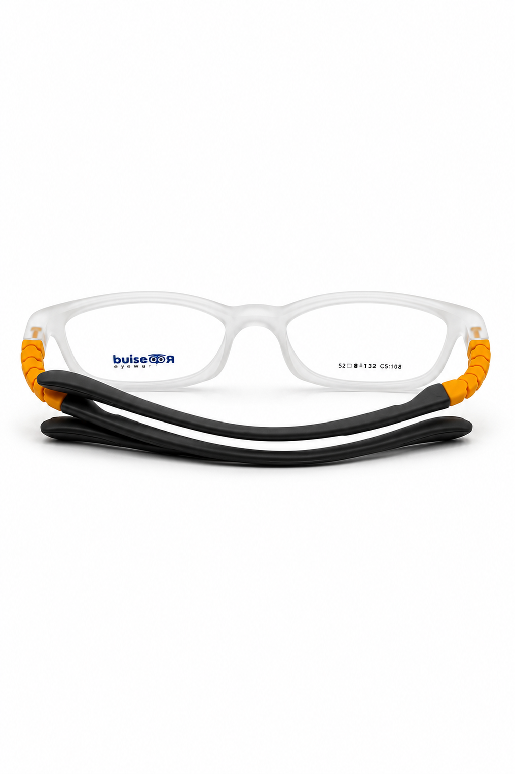 Roosiud Eyewear 86152 Clear Crystal Square Optical Frame – Orange & Black Temple