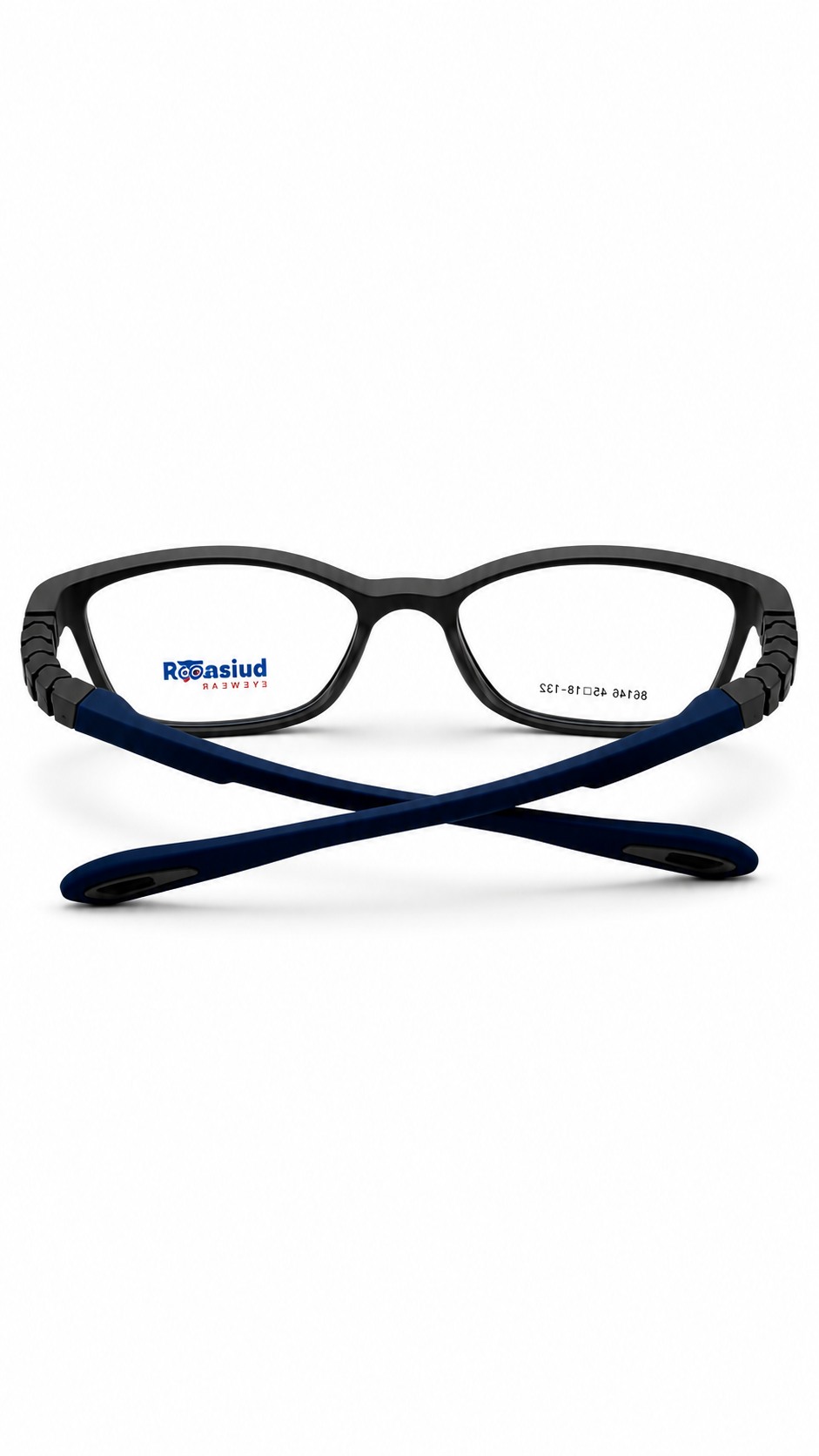 Roosiud Eyewear 86148 Black Square Optical Frame – Blue Accent Temples