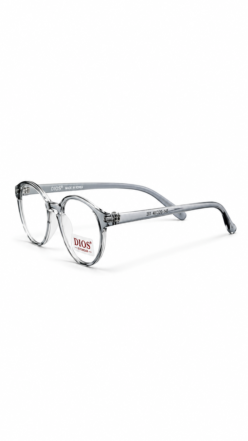 Dios Korean Made Transparent Gray Round Eyeglasses Model 2018