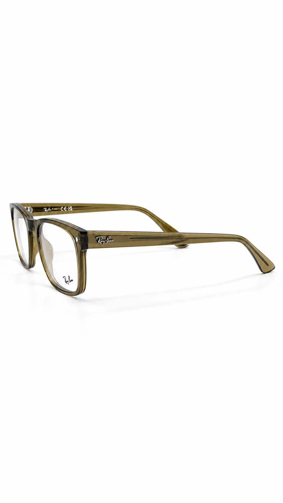 Ray-Ban RB7228 8198 Translucent Olive Green Rectangular Eyeglasses 55-21-145
