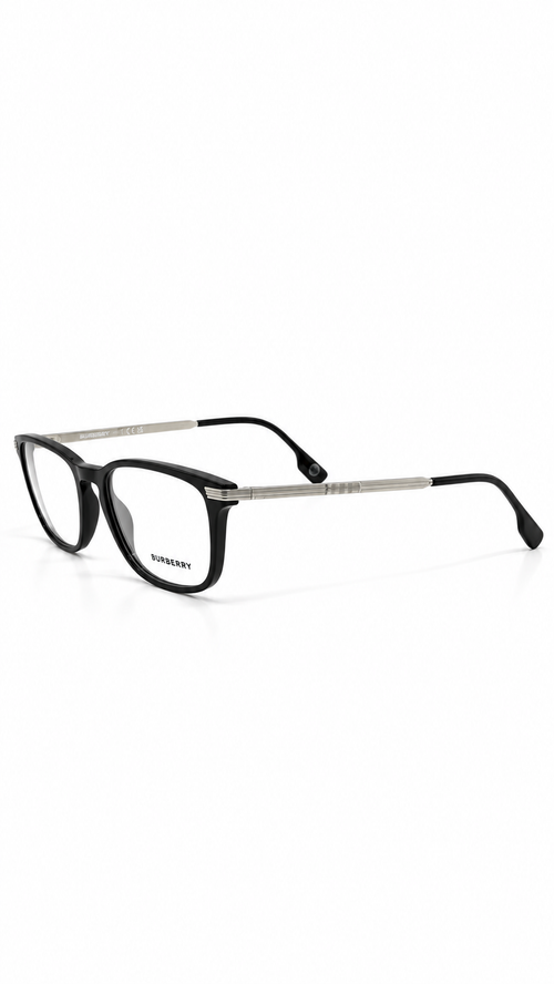 Burberry B2369 3001 Gloss Black Rectangular Eyeglasses 54-20-145