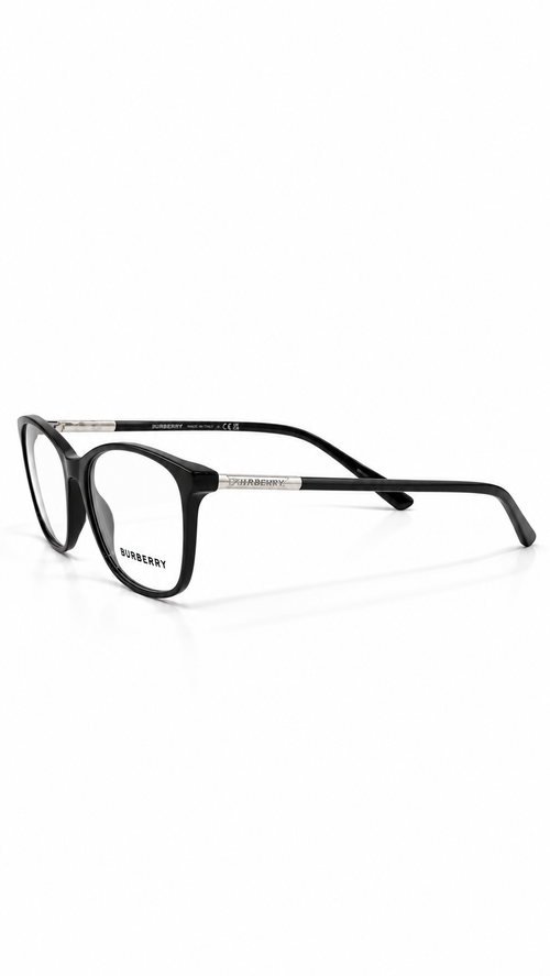 Burberry B2128 3001 Gloss Black Cat-Eye Eyeglasses 52-16-140