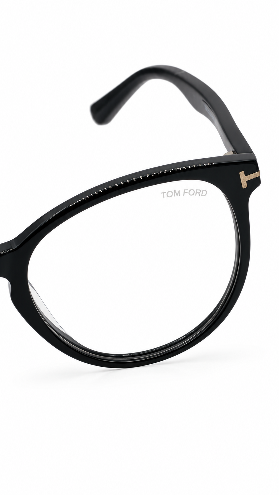 Tom Ford TF5556-F-B 001 Shiny Black Round Eyeglasses 51mm