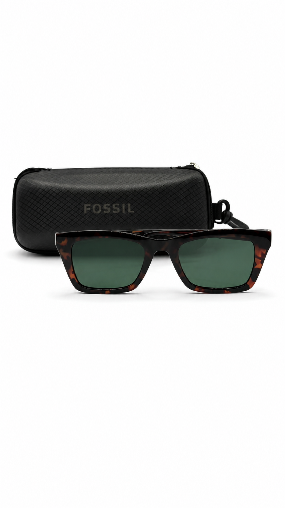 Fossil FOS 3107/G/S 086QT 51mm Rectangular Tortoise Acetate Sunglasses Green Lenses