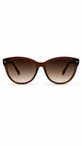 Fossil FOS 3042/S XL7 56mm Women's Round Cat-Eye Crystal Brown Sunglasses Brown Gradient Lenses