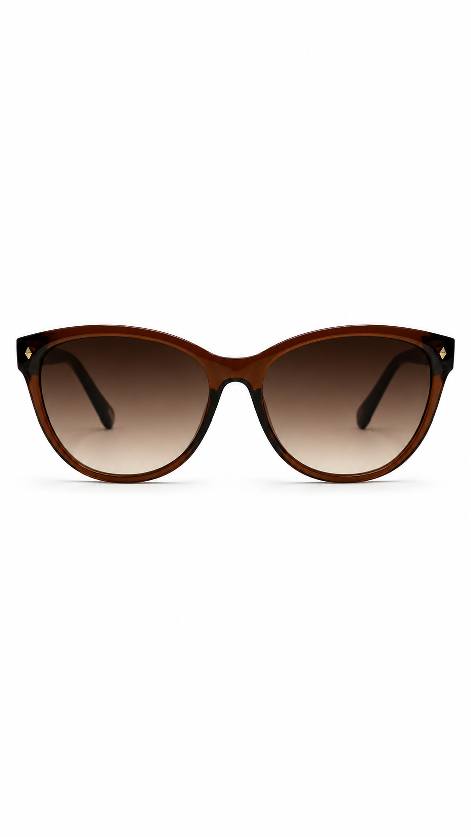Fossil FOS 3042/S XL7 56mm Women's Round Cat-Eye Crystal Brown Sunglasses Brown Gradient Lenses