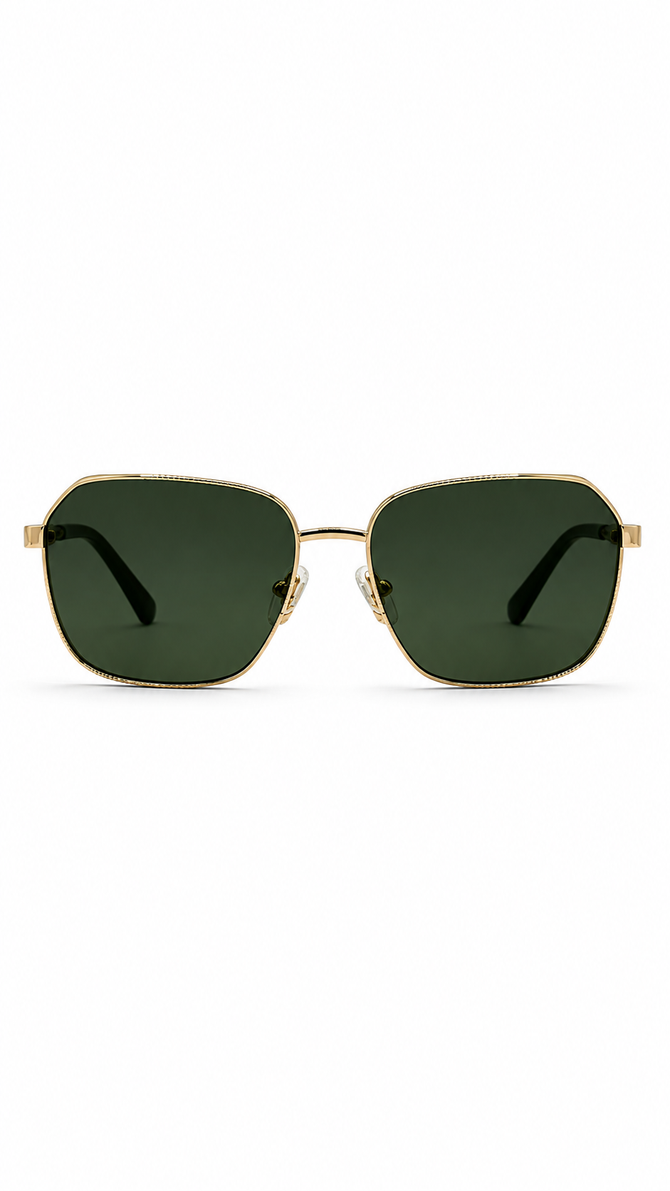 GUESS GU00117 32N 59mm Men's Square Gold Metal Sunglasses Solid Green Lenses