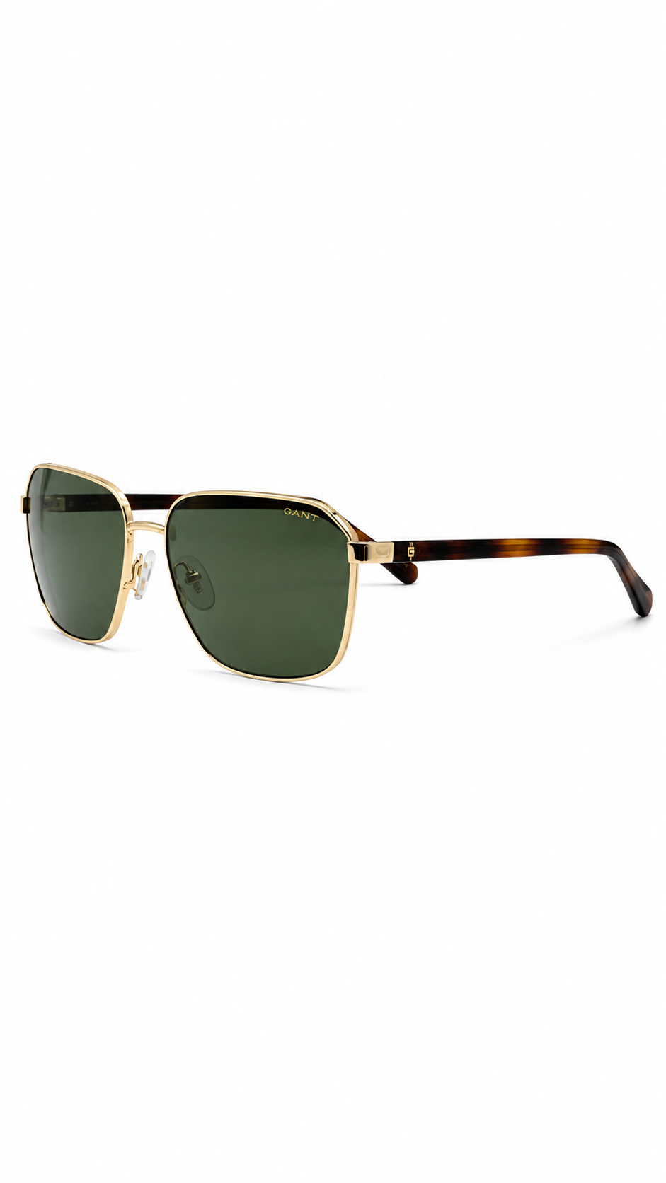GUESS GU00117 32N 59mm Men's Square Gold Metal Sunglasses Solid Green Lenses