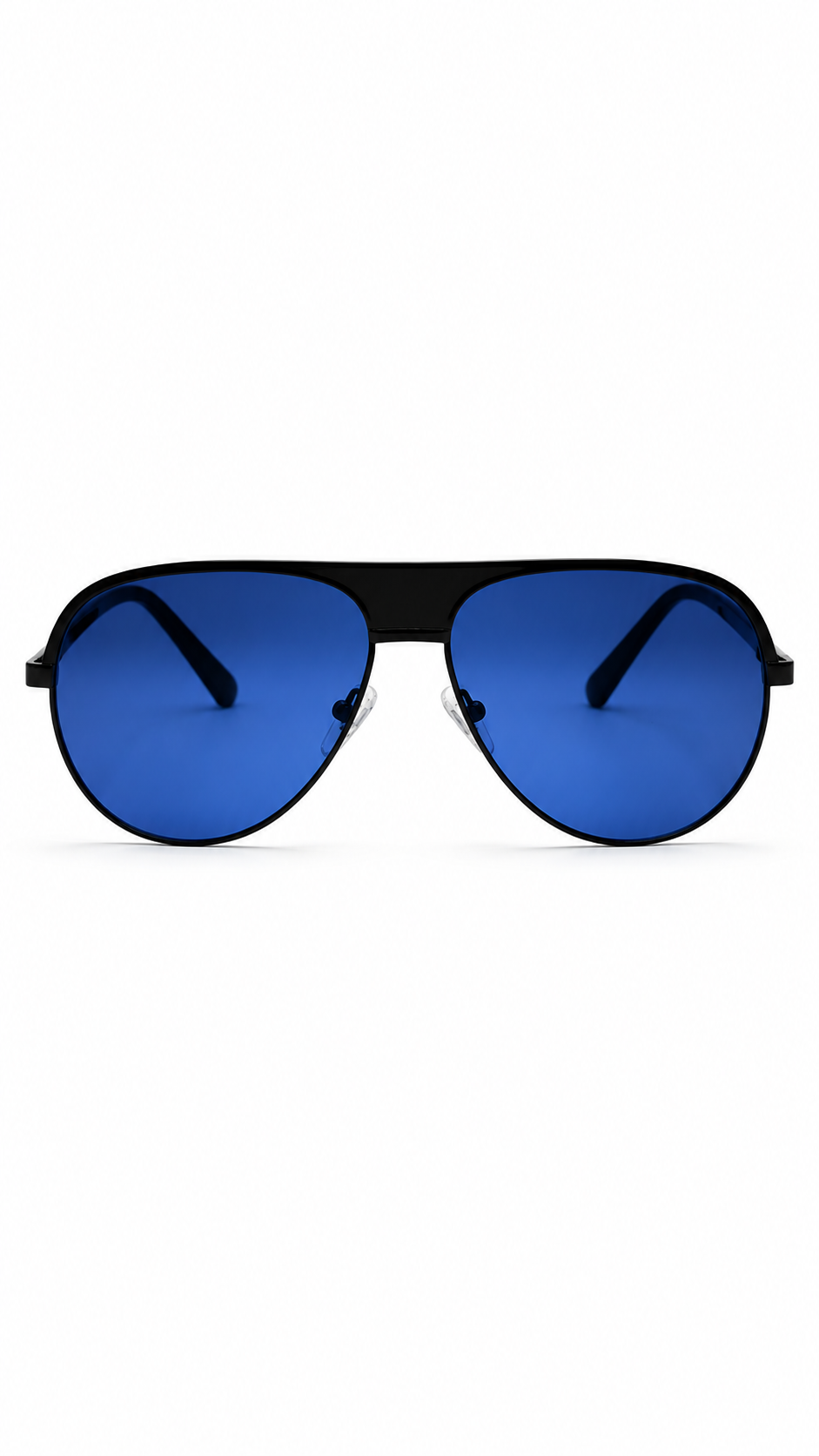 GUESS GU6937 02V 59mm Flat Top Pilot Aviator Black Sunglasses Cobalt Blue Lenses