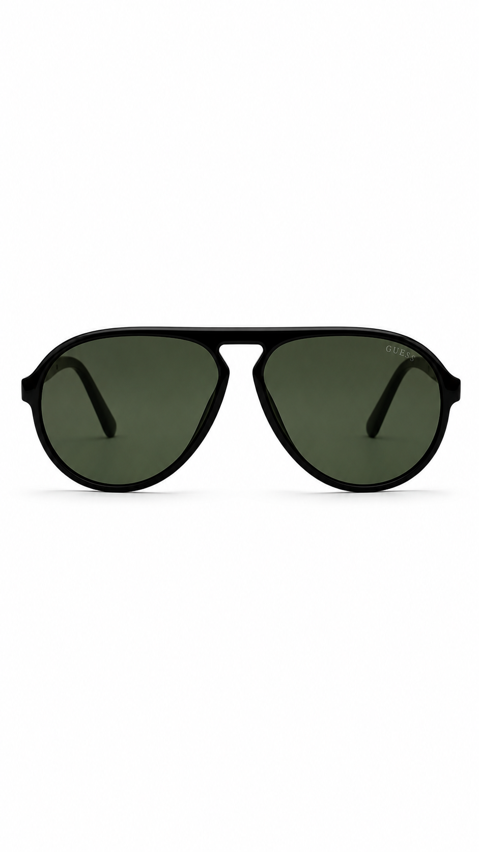 GUESS GU6941 02N 59mm Matte Black Flat Top Pilot Aviator Sunglasses Green Lenses