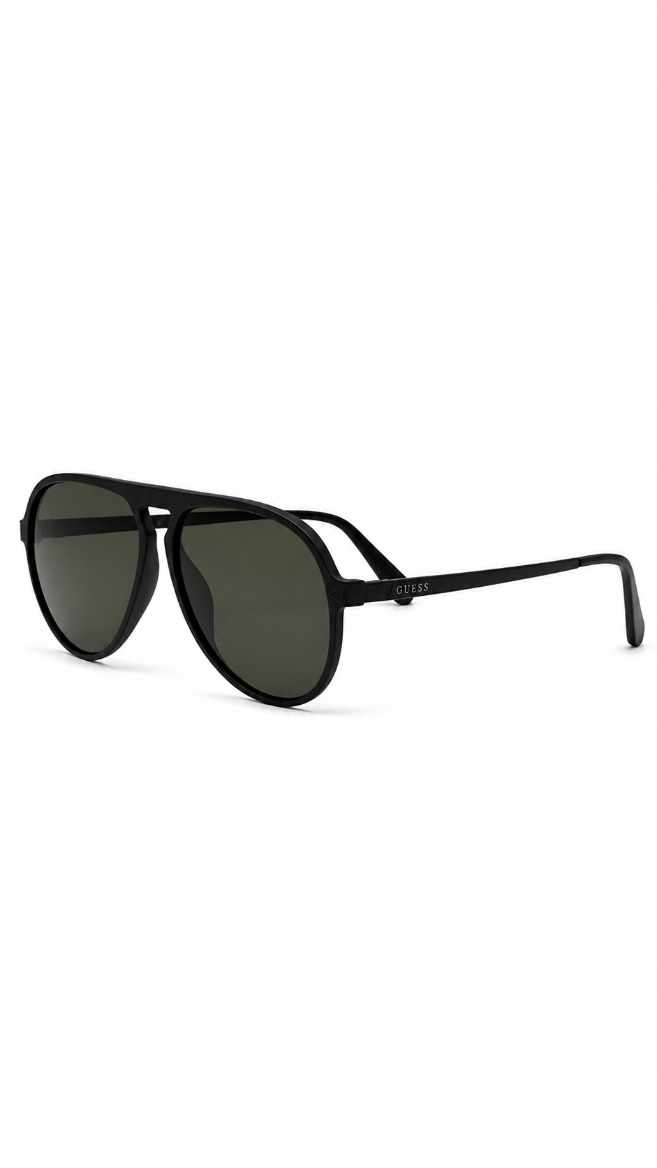 GUESS GU6941 02N 59mm Matte Black Flat Top Pilot Aviator Sunglasses Green Lenses