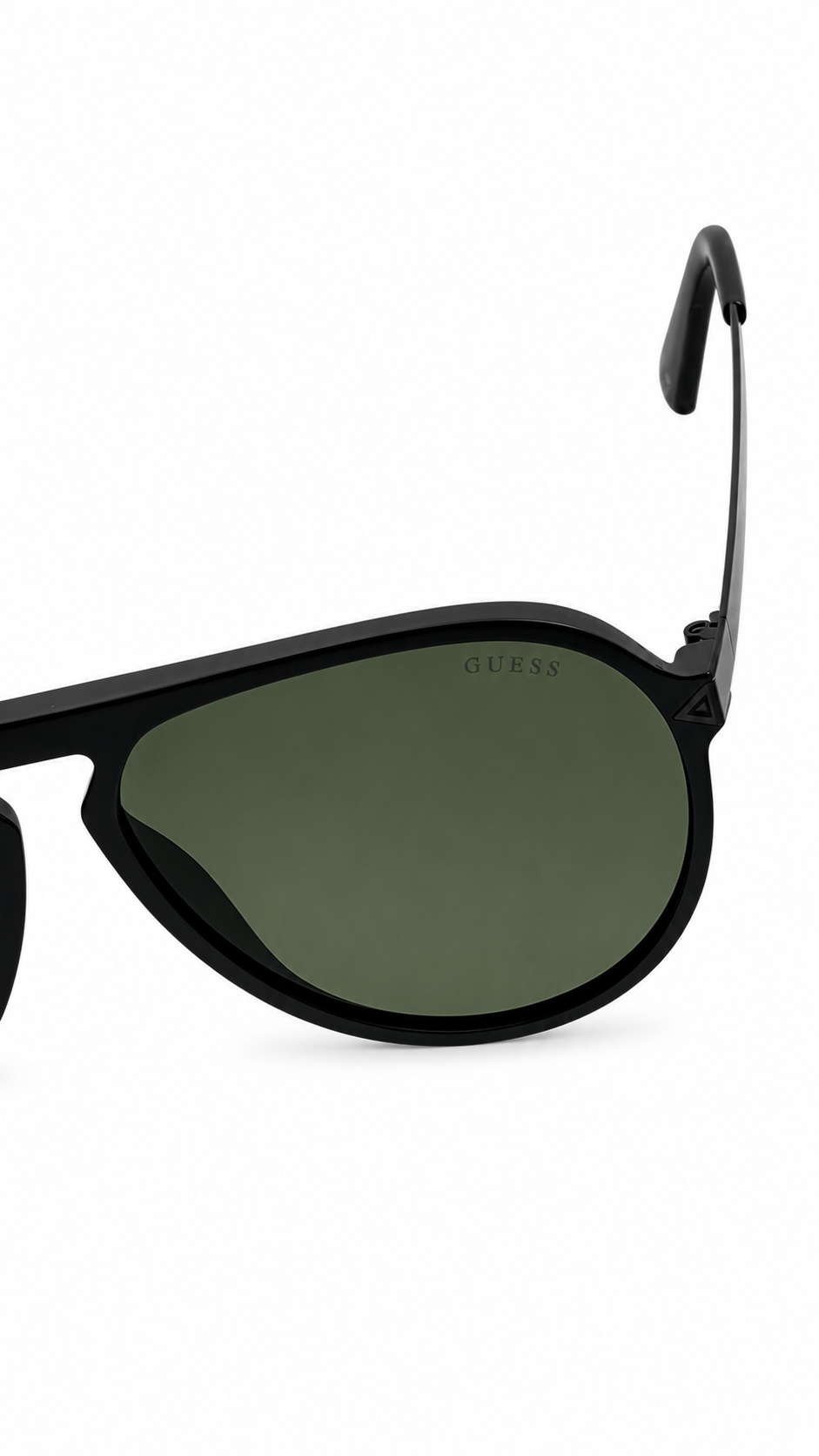 GUESS GU6941 02N 59mm Matte Black Flat Top Pilot Aviator Sunglasses Green Lenses