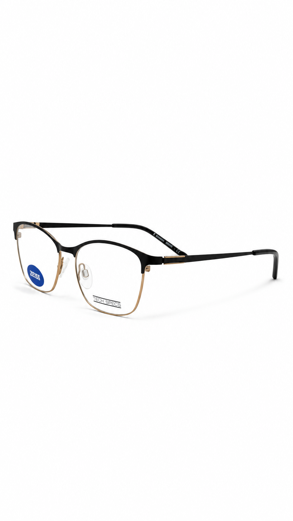 Tech Specs 24 Two-Tone Matte Black Gold Metal Eyeglasses Frames 53mm