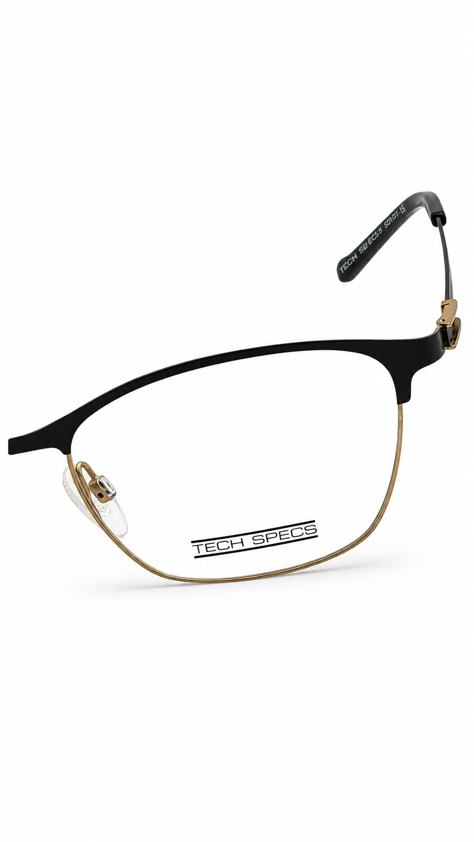 Tech Specs 24 Two-Tone Matte Black Gold Metal Eyeglasses Frames 53mm