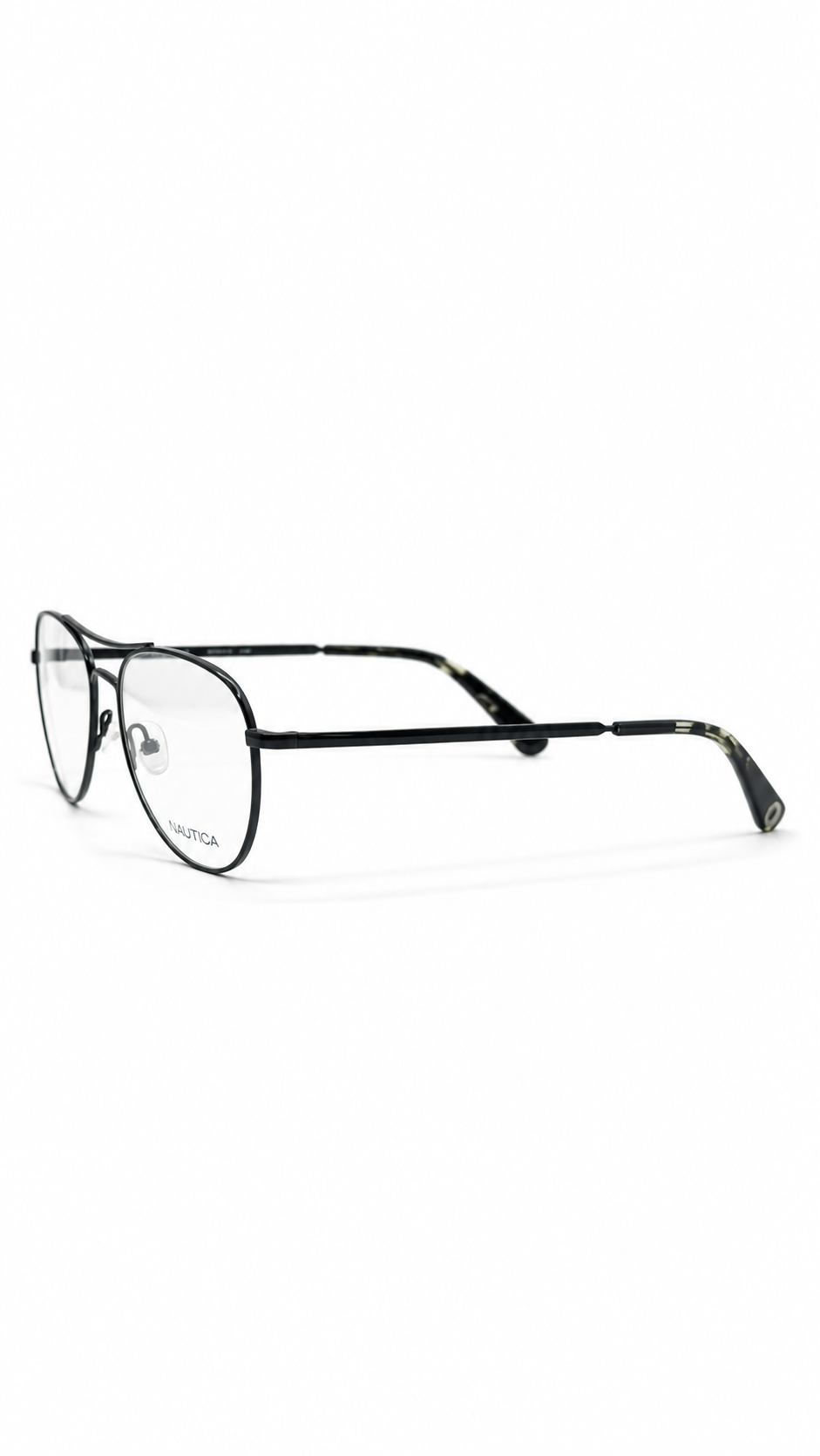Nautica Matte Black Metal Double Bridge Aviator Eyeglasses Frame 53mm