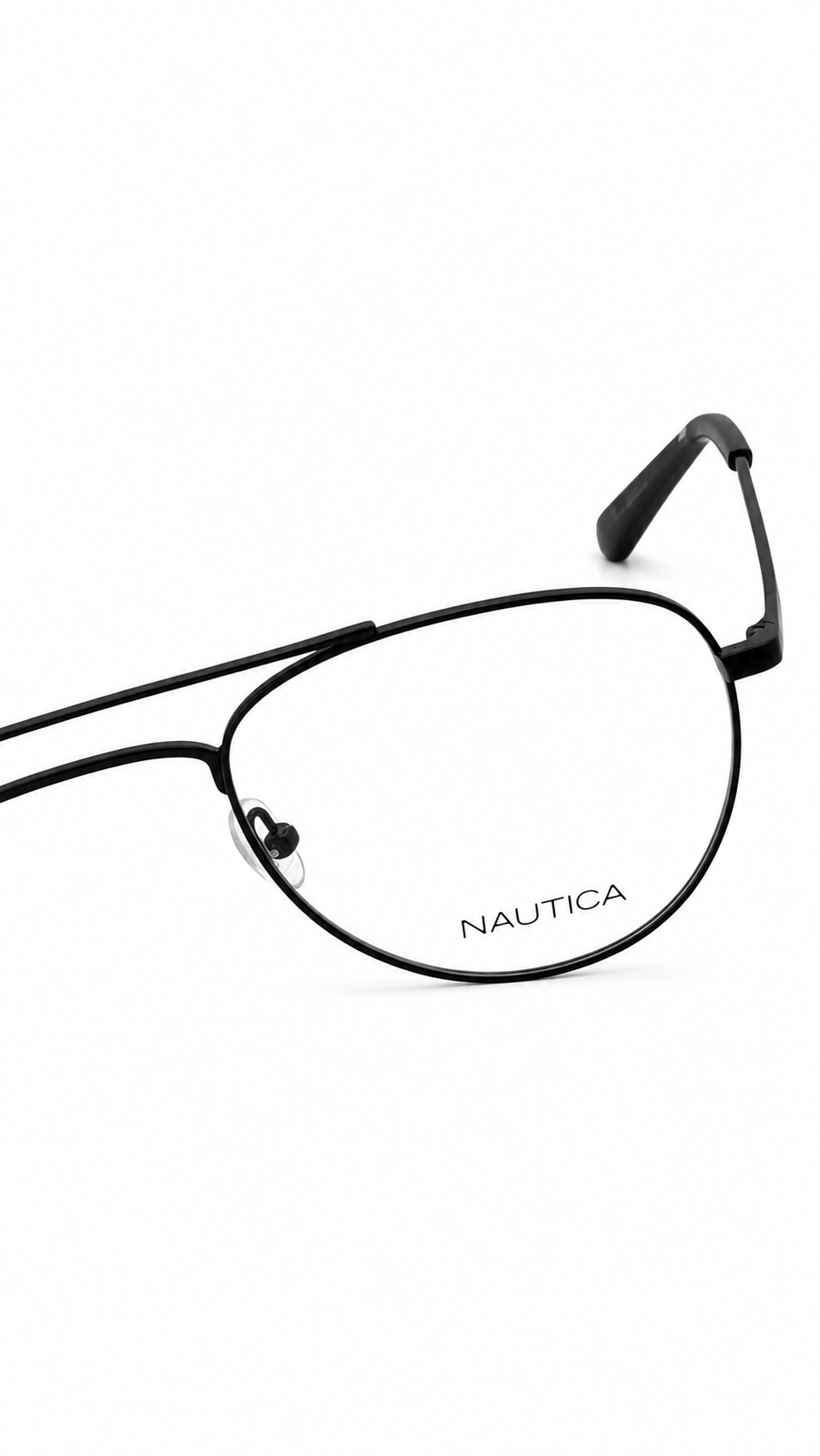 Nautica Matte Black Metal Double Bridge Aviator Eyeglasses Frame 53mm