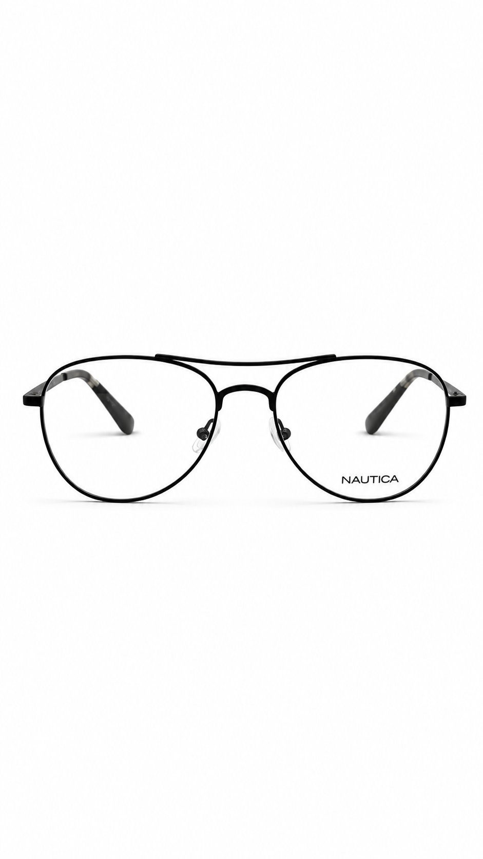 Nautica Matte Black Metal Double Bridge Aviator Eyeglasses Frame 53mm