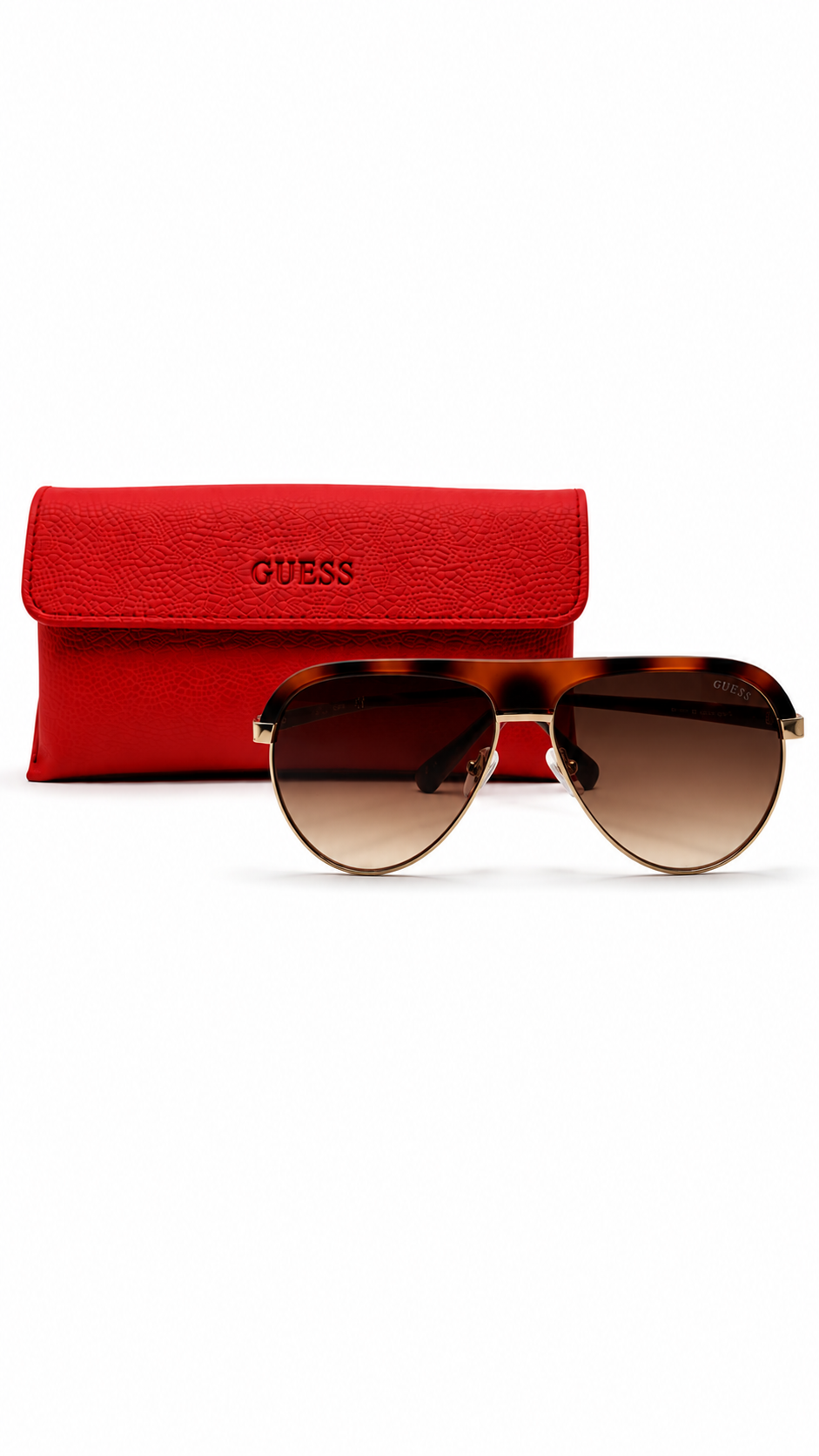 GUESS GU6937 56F 59mm Dark Havana Tortoise Flat Top Pilot Aviator Sunglasses Gradient Brown Lenses