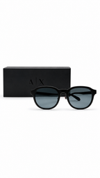 Armani Exchange AX 4129SU 81586G 54mm Shiny Black Square Sunglasses Grey Blue Lenses