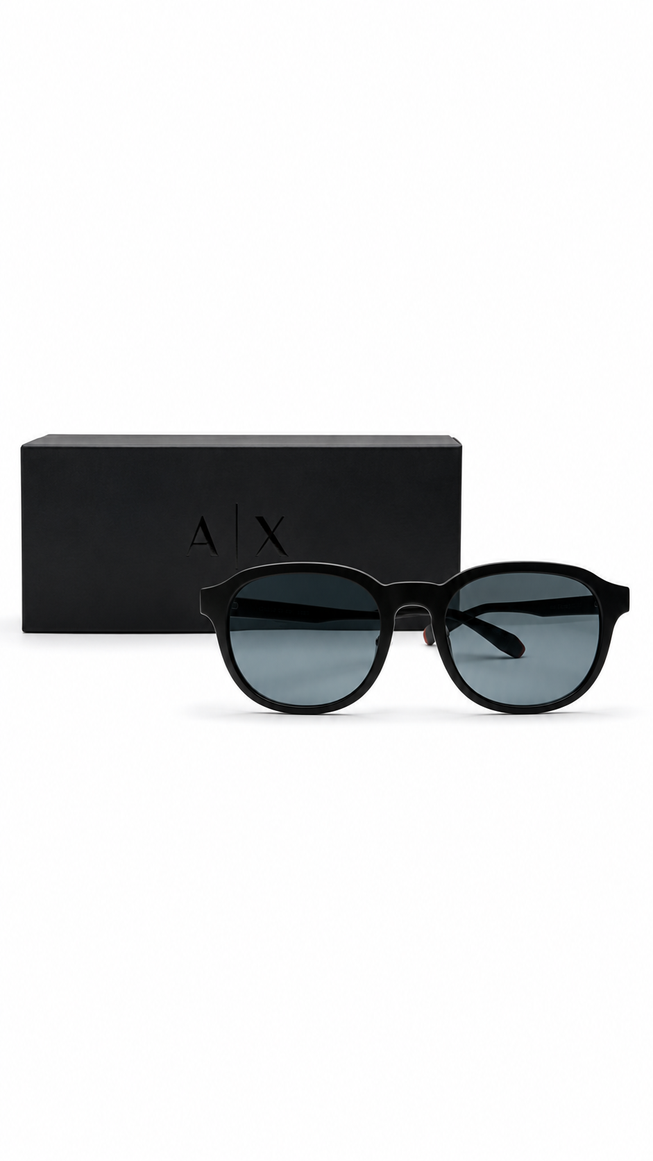 Armani Exchange AX 4129SU 81586G 54mm Shiny Black Square Sunglasses Grey Blue Lenses