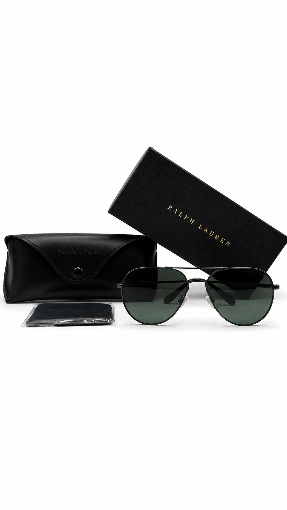 Polo Ralph Lauren PH 3139 9157/71 57mm Matte Gunmetal Pilot Aviator Sunglasses Green Lenses