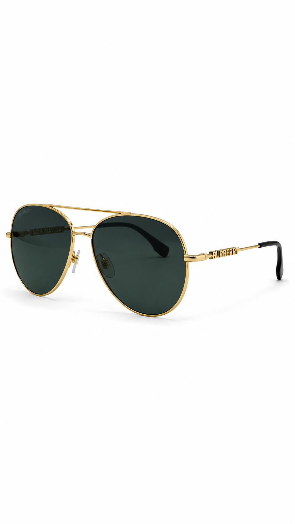 Burberry B 3117 1109/71 58mm Gold Metal Pilot Aviator Sunglasses Dark Grey Lenses