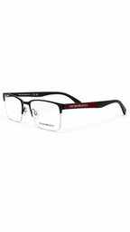 Emporio Armani EA1113 3001 Matte Black Semi-Rimless Rectangular Eyeglasses 56mm