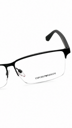 Emporio Armani EA1113 3001 Matte Black Semi-Rimless Rectangular Eyeglasses 56mm