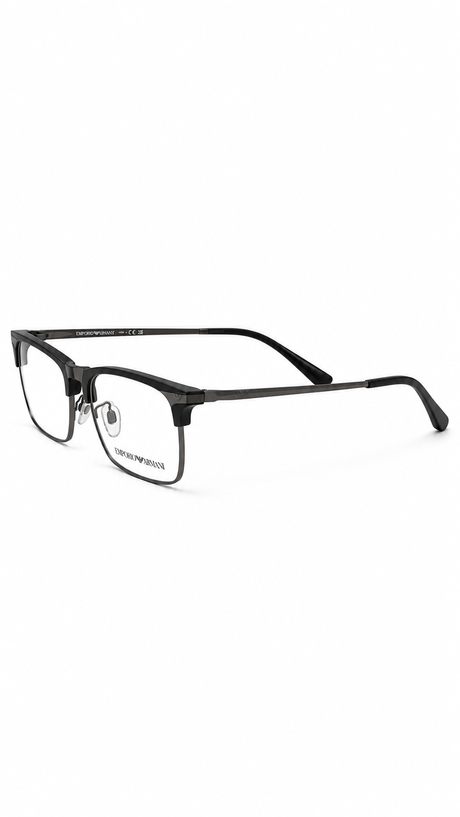 Emporio Armani EA3243 3003 Matte Black Rectangular Clubmaster Eyeglasses 53mm