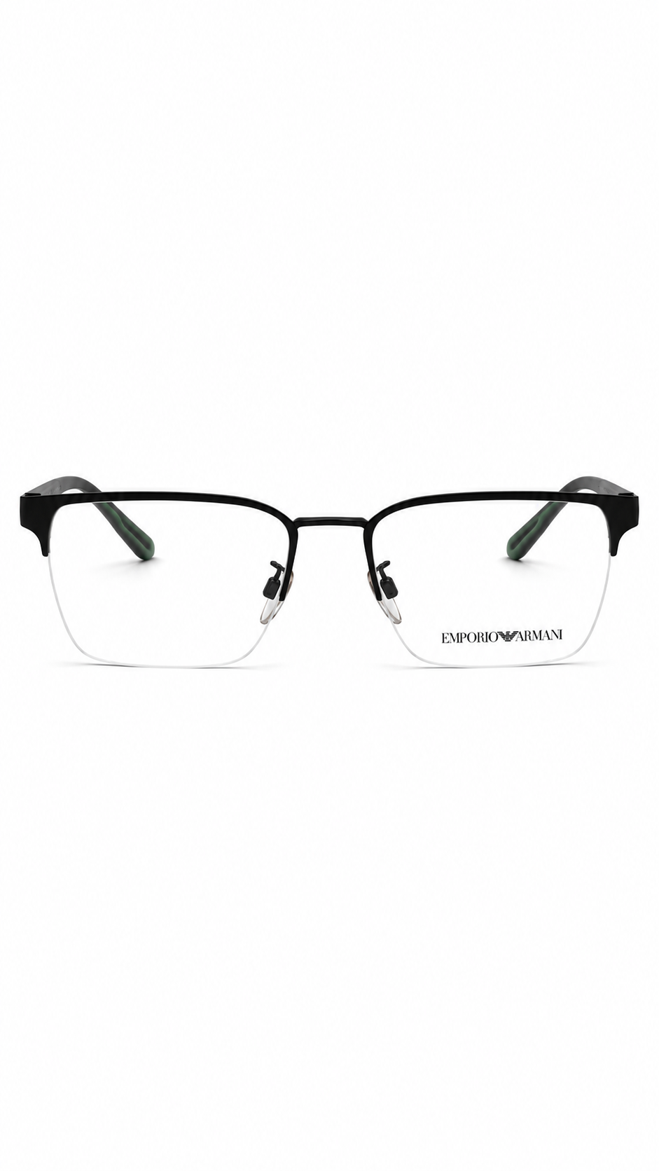 Emporio Armani EA1137 3001 Matte Black Semi-Rimless Rectangular Eyeglasses 54mm