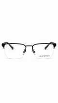Emporio Armani EA1137 3001 Matte Black Semi-Rimless Rectangular Eyeglasses 54mm