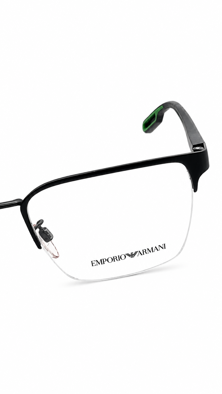 Emporio Armani EA1137 3001 Matte Black Semi-Rimless Rectangular Eyeglasses 54mm