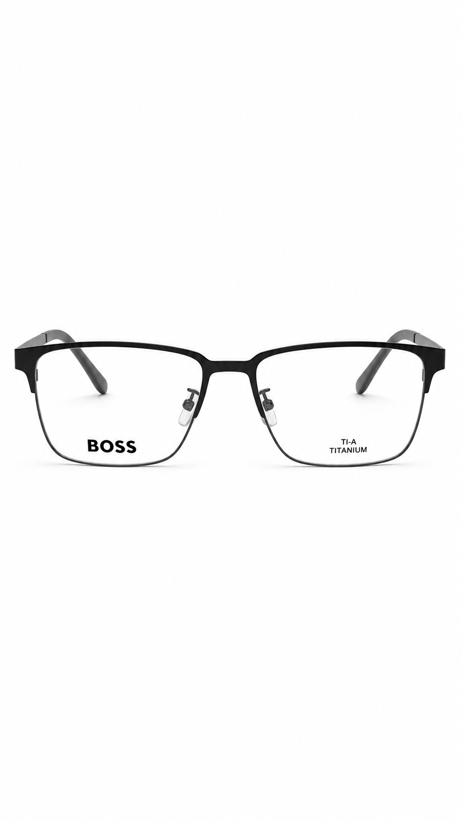 Hugo Boss BOSS 0808/F QIL Titanium Matte Black Rectangular Eyeglasses 56mm