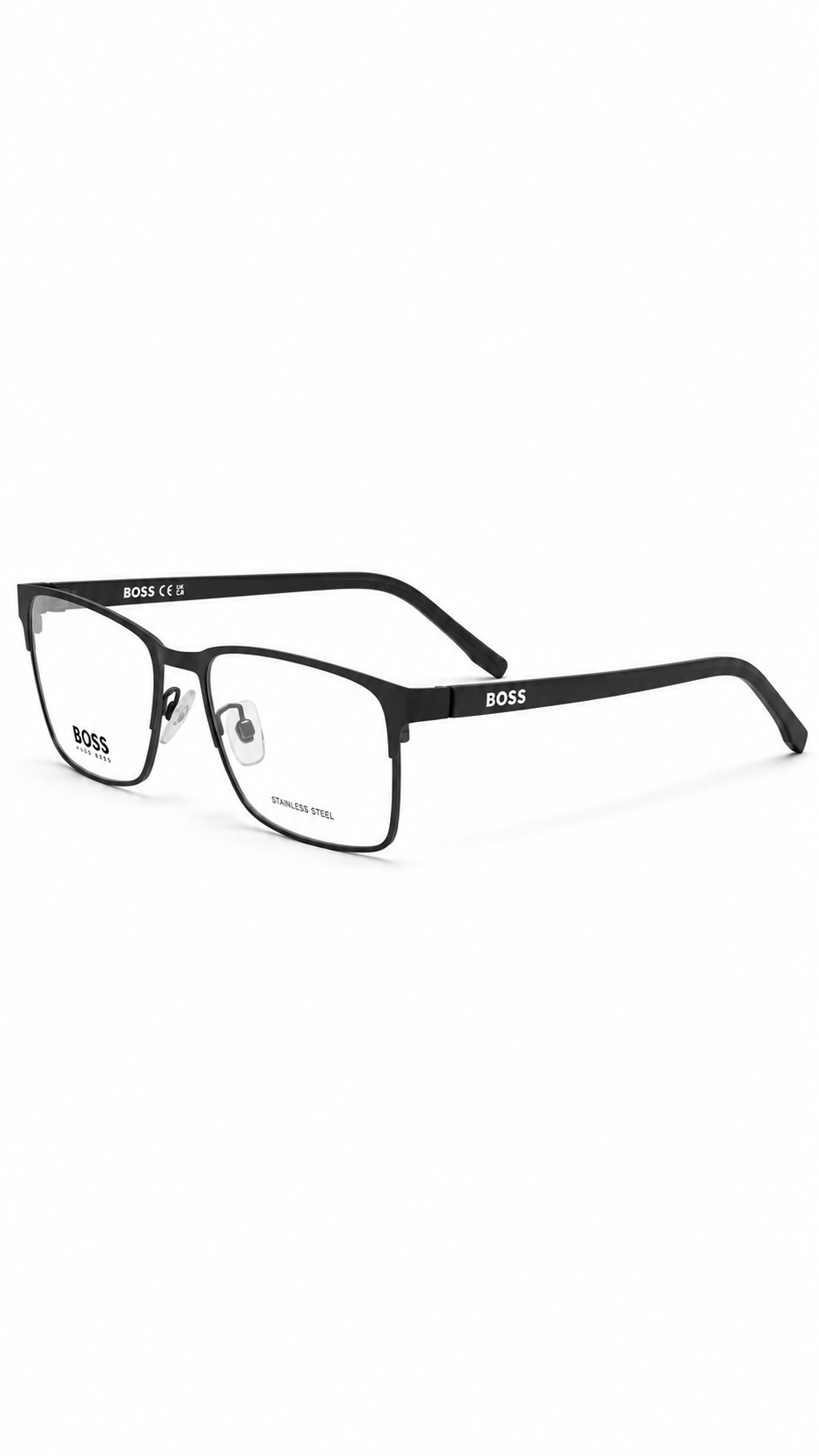 Hugo Boss BOSS 0808/F QIL Titanium Matte Black Rectangular Eyeglasses 56mm