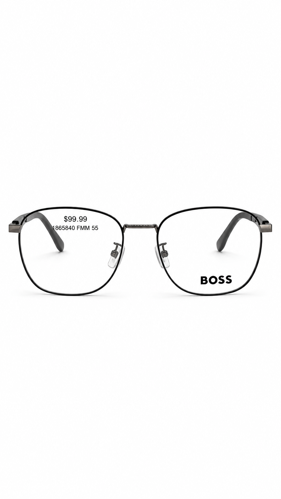Hugo Boss BOSS 1409/F 85K Dark Ruthenium Metal Square Eyeglasses 55mm