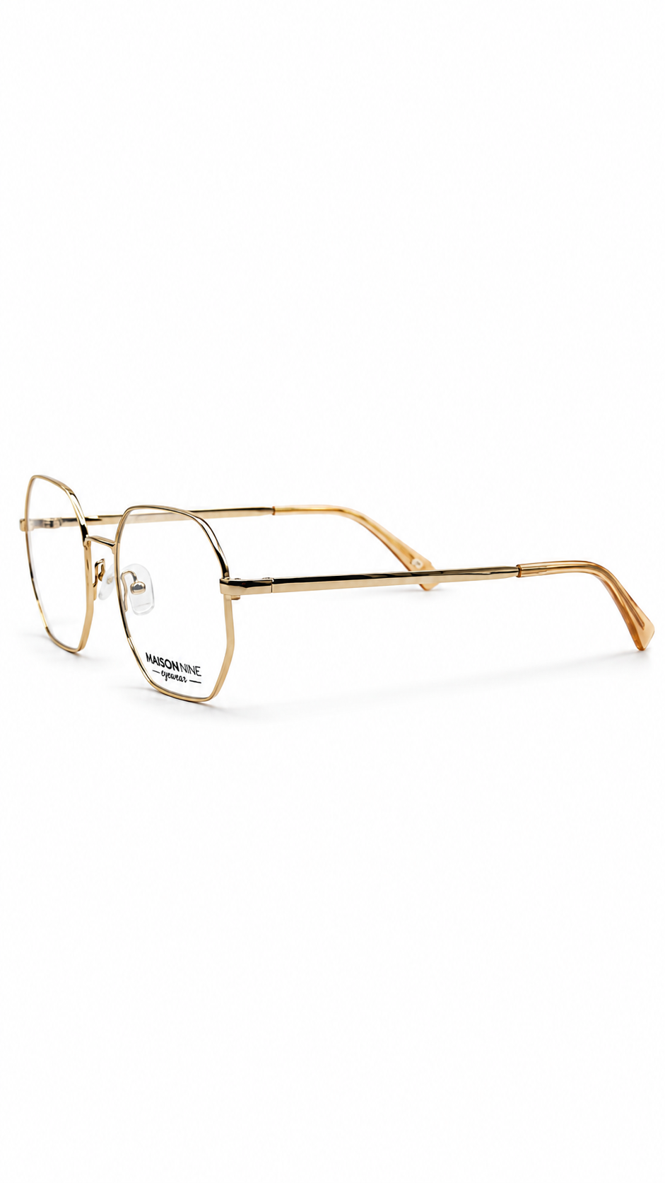Marchon NYC M-4501 711 Light Gold Hexagonal Metal Eyeglasses 53mm