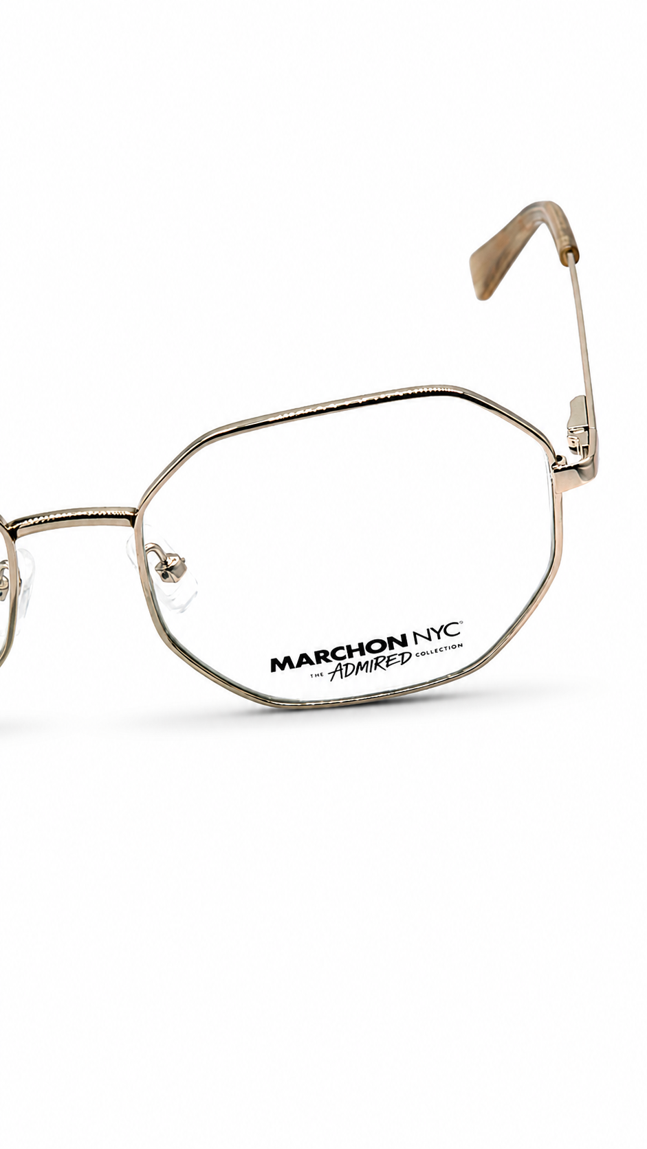 Marchon NYC M-4501 711 Light Gold Hexagonal Metal Eyeglasses 53mm