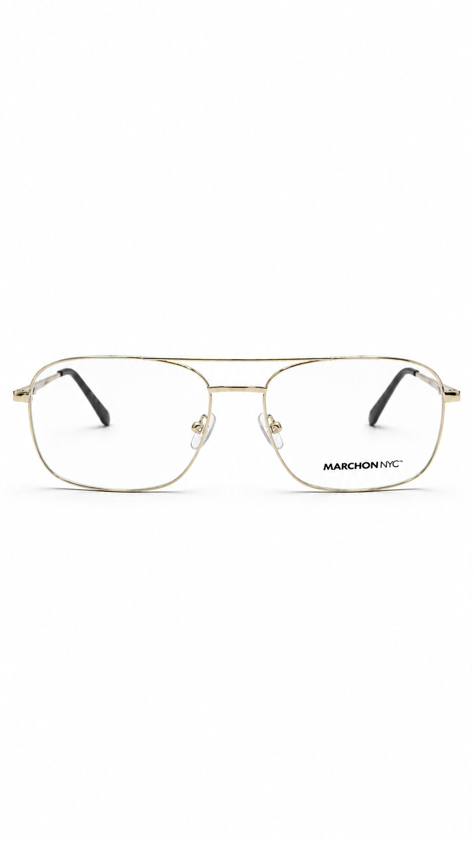Marchon NYC M-2014 210 Light Gold Aviator Metal Eyeglasses 61mm