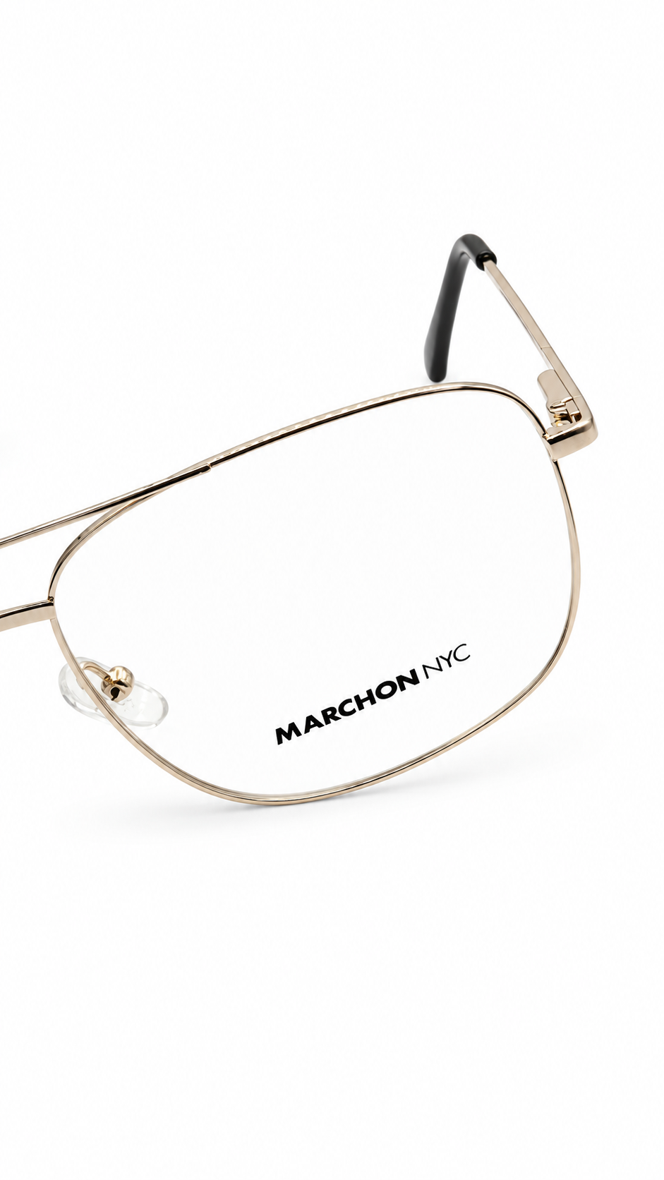 Marchon NYC M-2014 210 Light Gold Aviator Metal Eyeglasses 61mm