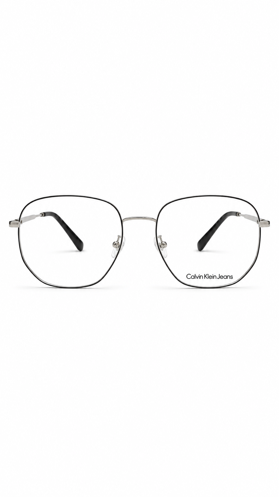 Calvin Klein CKJ20113A 001 Silver Black Metal Aviator Square Eyeglasses Frame 55mm